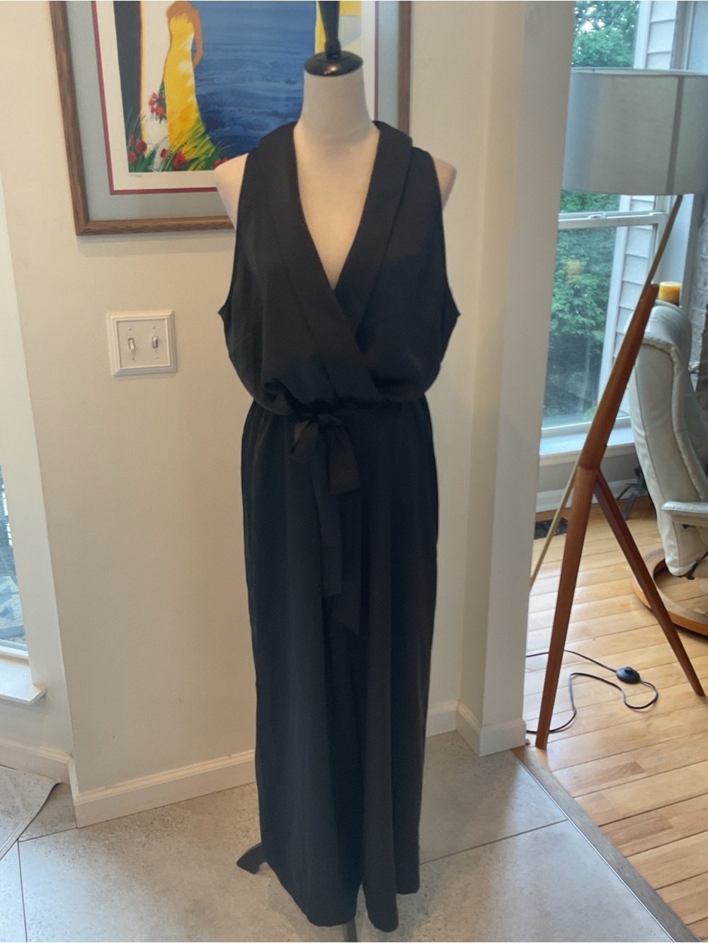 LOFT Black Halter-Tie Wide-Leg Jumpsuit